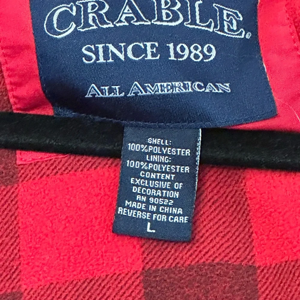 Vintage Ohio State Buckeyes Crable Jacket — Red Check Fleece Lined — Size Large - Picture 4 of 8